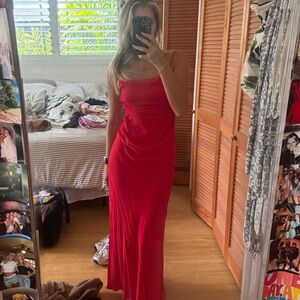 RED Zara Open Back Maxi Dress